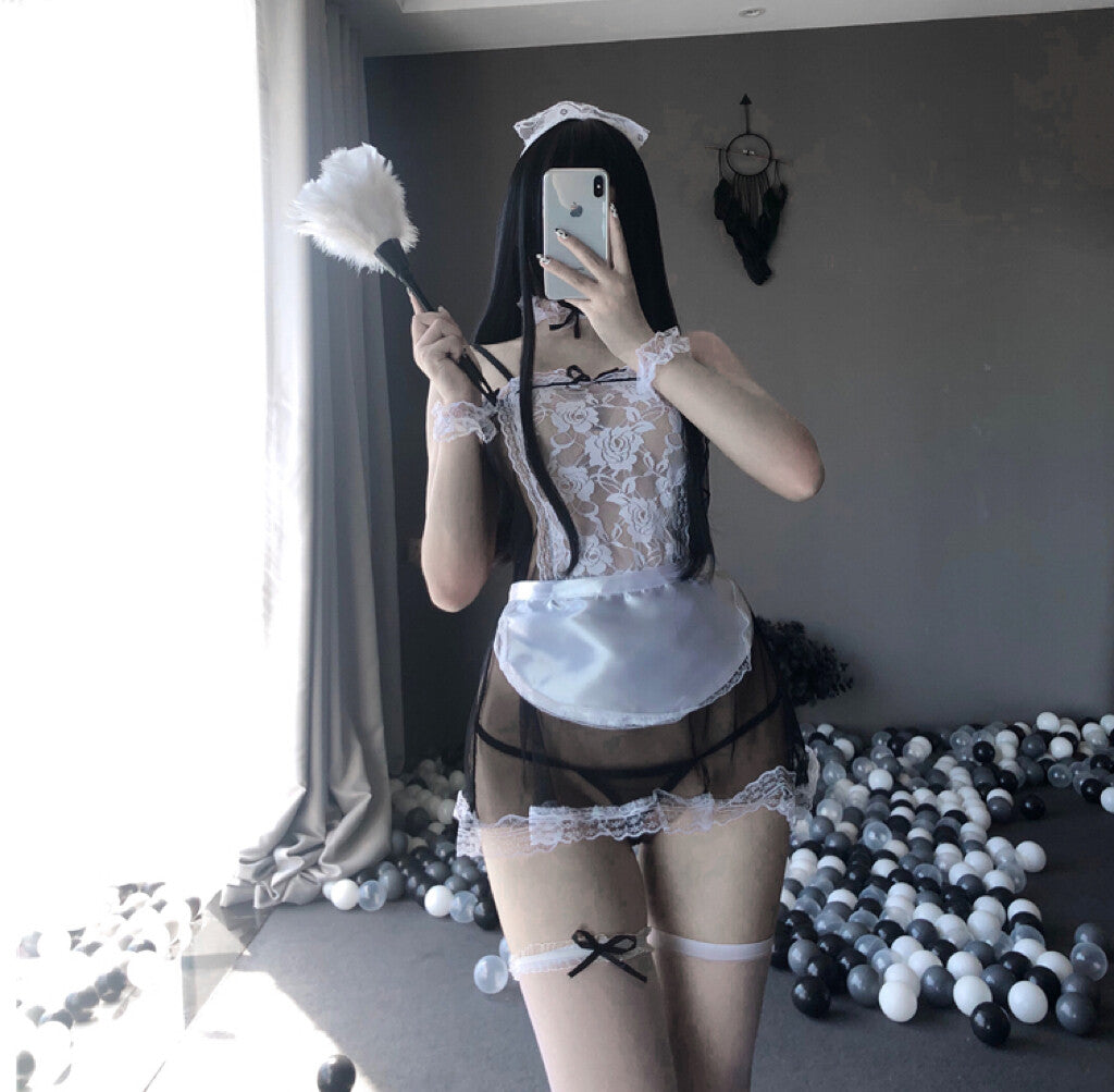 Maid outfit with lace trim