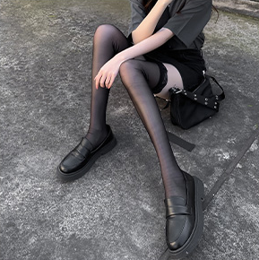 Lace trim black stockings