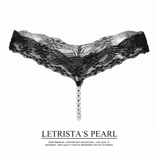 Lace beaded thong